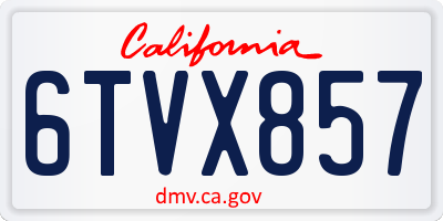 CA license plate 6TVX857