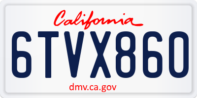 CA license plate 6TVX860