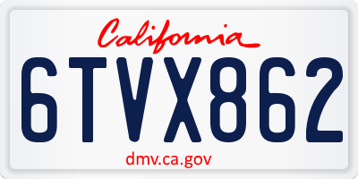 CA license plate 6TVX862
