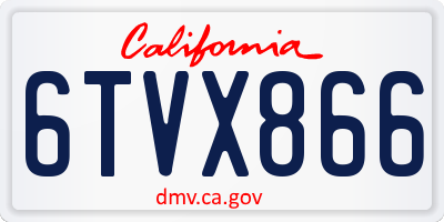 CA license plate 6TVX866