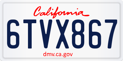 CA license plate 6TVX867