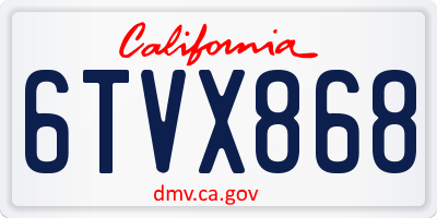 CA license plate 6TVX868