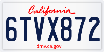 CA license plate 6TVX872