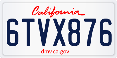 CA license plate 6TVX876