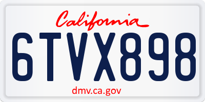 CA license plate 6TVX898