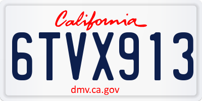 CA license plate 6TVX913
