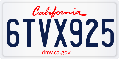 CA license plate 6TVX925