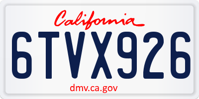 CA license plate 6TVX926