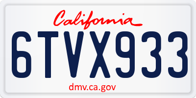 CA license plate 6TVX933