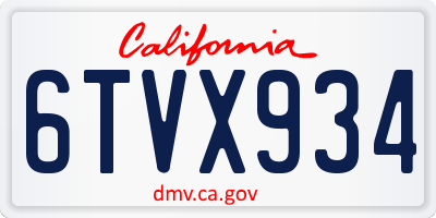 CA license plate 6TVX934