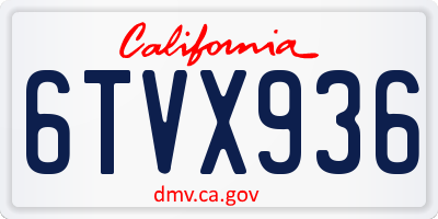 CA license plate 6TVX936