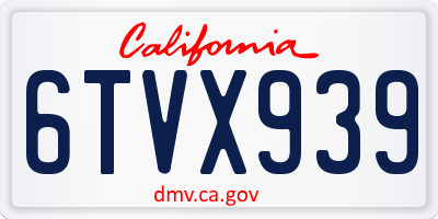 CA license plate 6TVX939