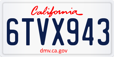 CA license plate 6TVX943