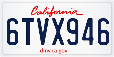 CA license plate 6TVX946
