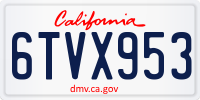 CA license plate 6TVX953