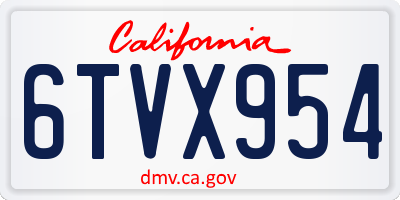 CA license plate 6TVX954