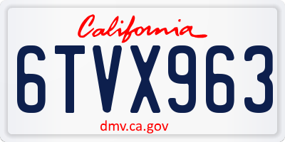 CA license plate 6TVX963