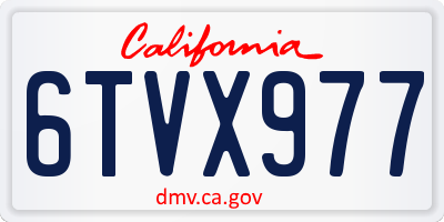 CA license plate 6TVX977