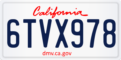 CA license plate 6TVX978