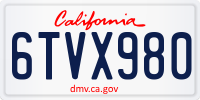 CA license plate 6TVX980