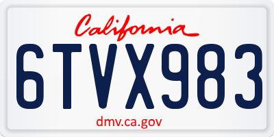 CA license plate 6TVX983