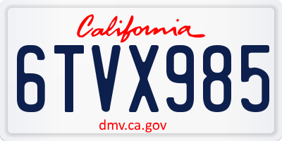 CA license plate 6TVX985