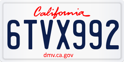 CA license plate 6TVX992