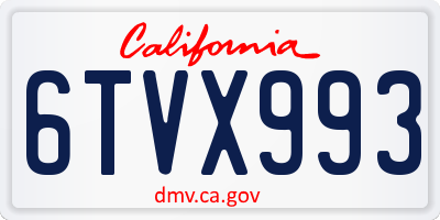 CA license plate 6TVX993