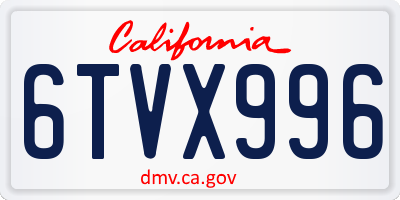 CA license plate 6TVX996