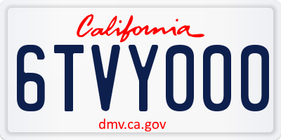 CA license plate 6TVY000