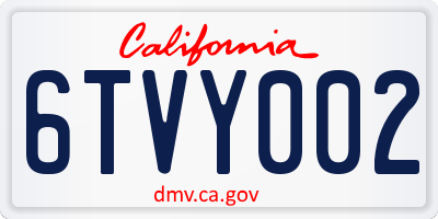 CA license plate 6TVY002