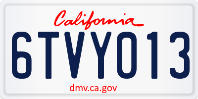 CA license plate 6TVY013