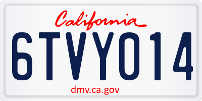 CA license plate 6TVY014