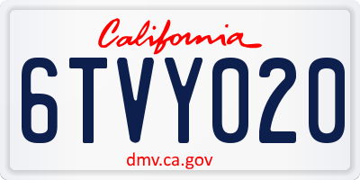CA license plate 6TVY020