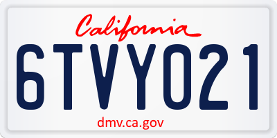 CA license plate 6TVY021