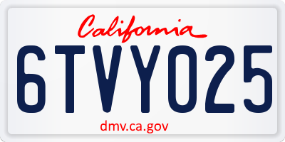 CA license plate 6TVY025