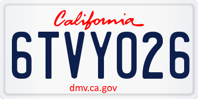 CA license plate 6TVY026