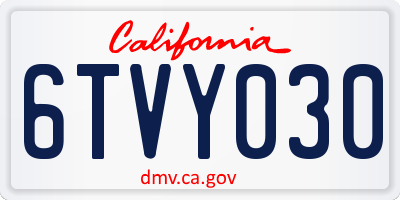 CA license plate 6TVY030