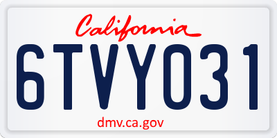 CA license plate 6TVY031