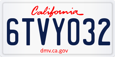 CA license plate 6TVY032