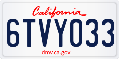 CA license plate 6TVY033