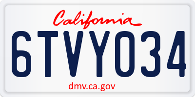 CA license plate 6TVY034
