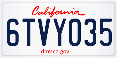 CA license plate 6TVY035