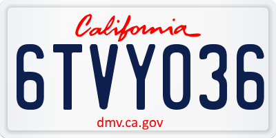 CA license plate 6TVY036