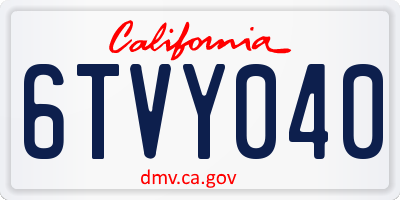 CA license plate 6TVY040