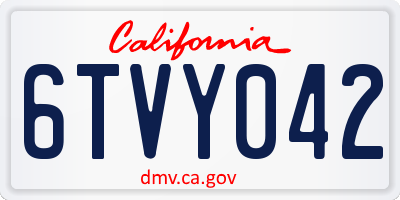 CA license plate 6TVY042