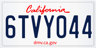 CA license plate 6TVY044