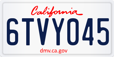 CA license plate 6TVY045