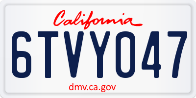 CA license plate 6TVY047