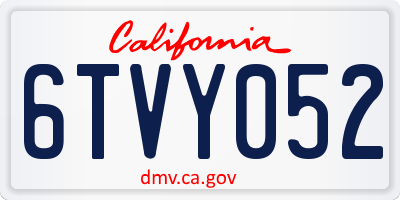 CA license plate 6TVY052